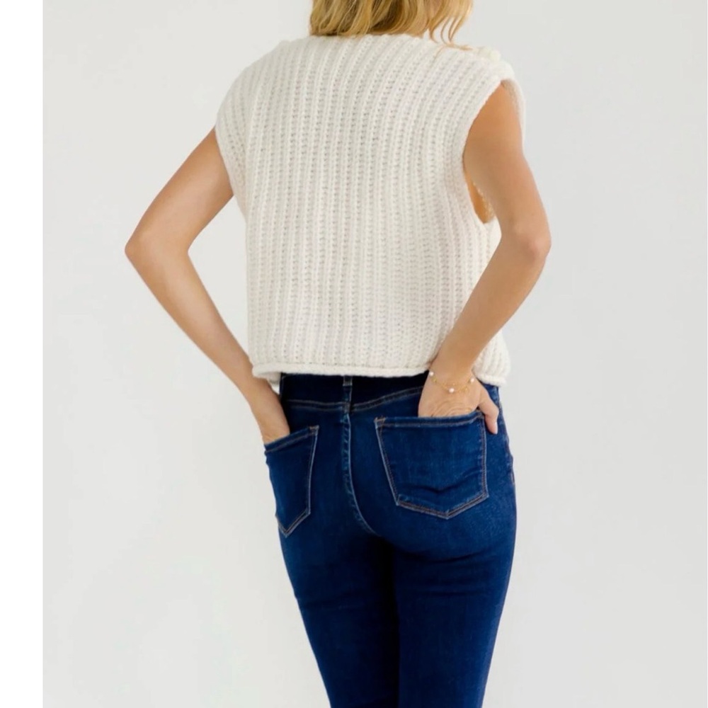 CLOUD TEN crochet Daisy ivory tank top  S M L - Picture 3 of 4